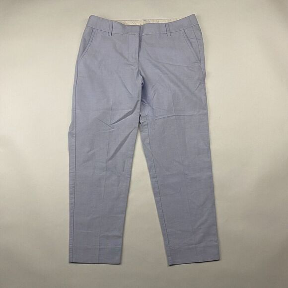 J. Crew Factory Skimmer Pant Cropped Blue 100% Cotton Oxford Size 8 - Picture 2 of 11